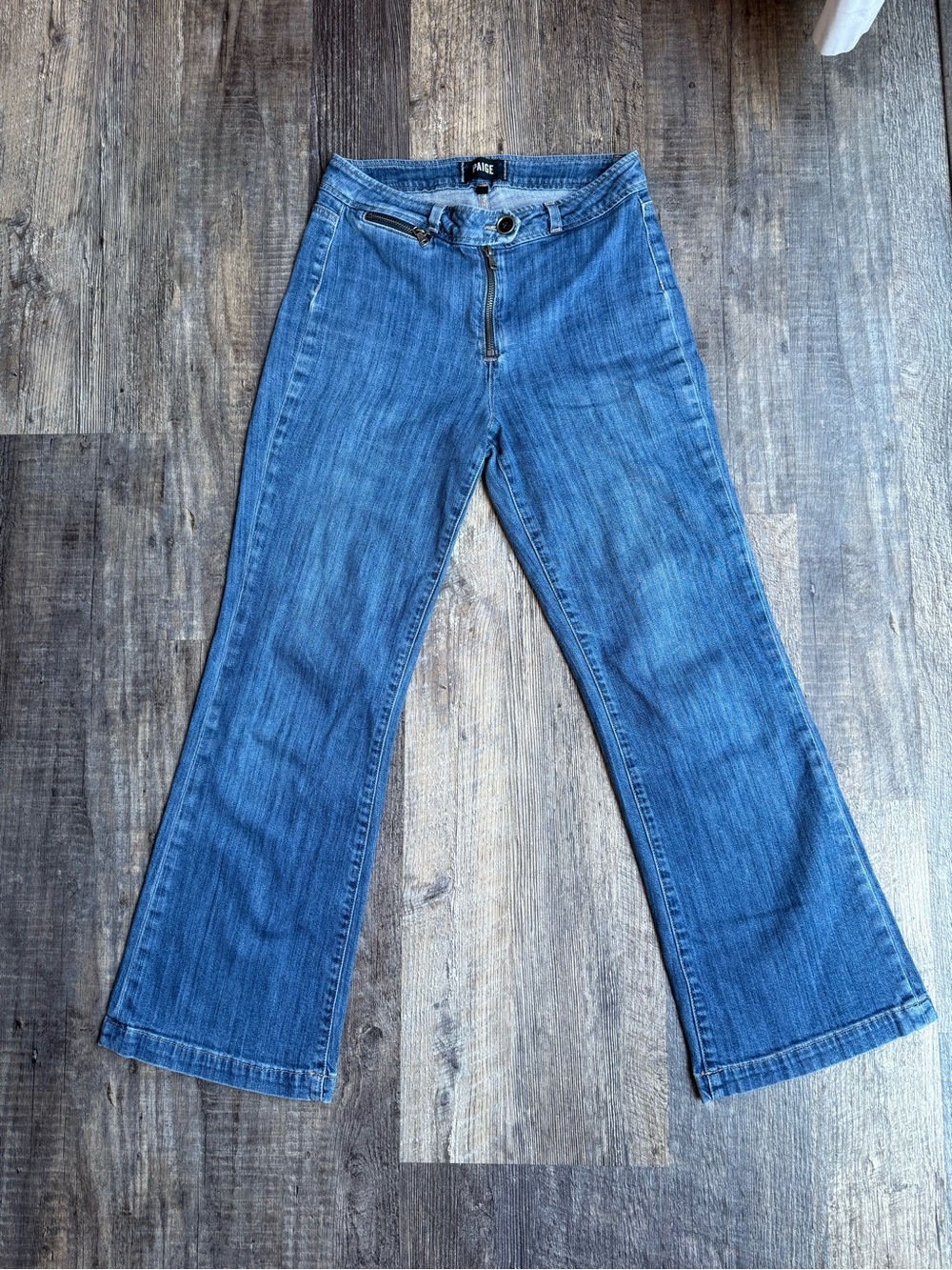 PAIGE Medium Blue Wide-Leg Jeans